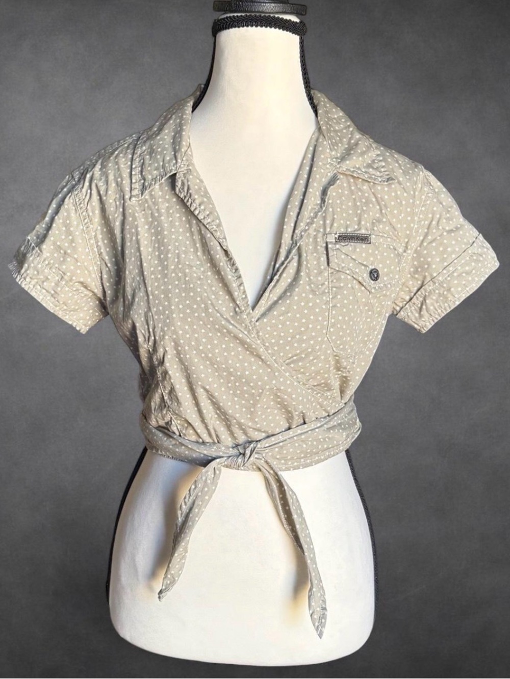 Calvin Klein Jeans Wrap Tie Crop Top - Size Medium
